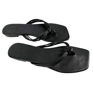 MARA & MINE LOLA WOMEN'S BLACK LEATHER THONG FLAT SANDALS SIZE 9